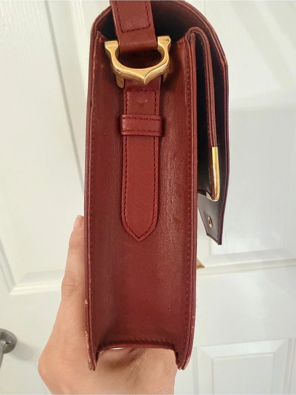 Cartier classic Leather Crossbody Bag in Deep Burgundy